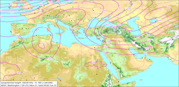 500hPa +24 Hours 21/10/2024 10:56