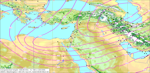 500hPa +24 Hours 01/03/2026 10:24