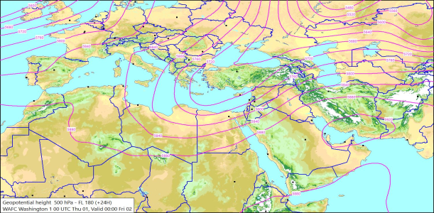 500hPa +24 Hours 01/10/2026 11:31