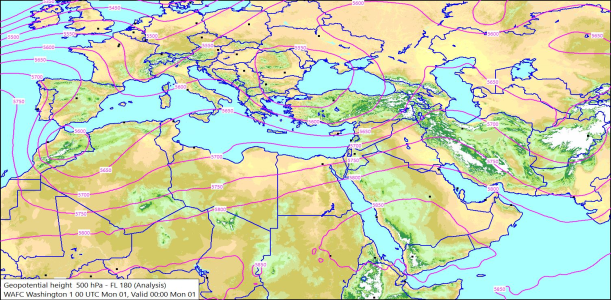 500hPa 00Z 01/12/2025 10:45