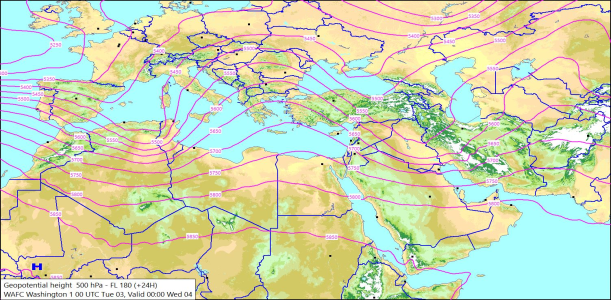 500hPa +24 Hours 03/02/2026 10:26