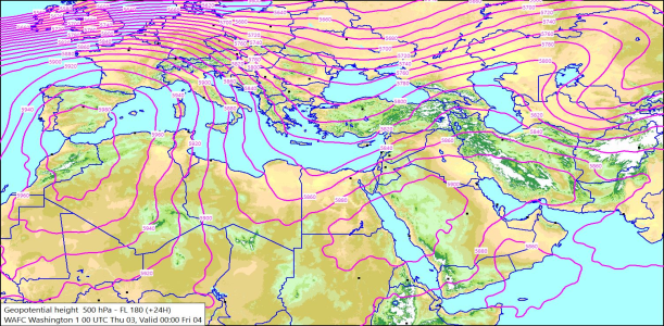 500hPa +24 Hours 03/09/2026 10:04