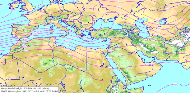 500hPa +24 Hours 05/02/2026 10:24