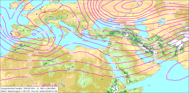 500hPa +24 Hours 05/03/2026 09:43