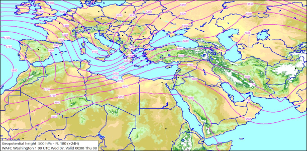 500hPa +24 Hours 07/01/2026 11:54