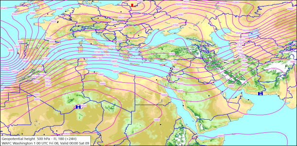 500hPa +24 Hours 08/05/2026 10:23