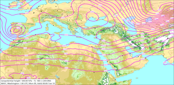 500hPa +24 Hours 09/03/2026 11:10