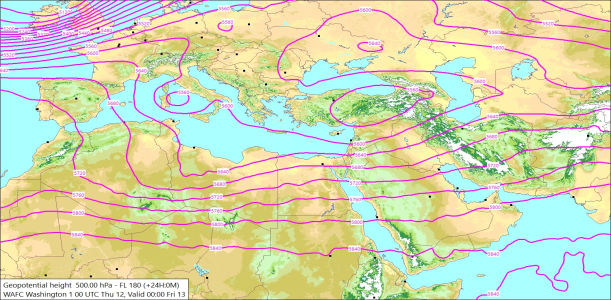 500hPa +24 Hours 12/03/2026 11:36