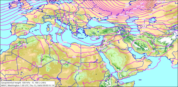 500hPa +24 Hours 13/08/2026 10:30