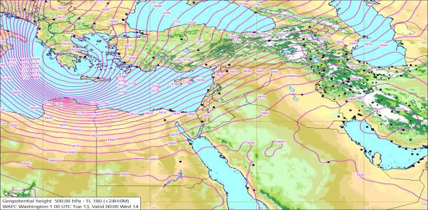 500hPa +24 Hours 13/10/2026 09:58