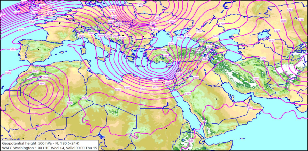 500hPa +24 Hours 14/10/2026 11:18