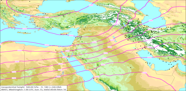 500hPa +24 Hours 15/03/2026 10:52