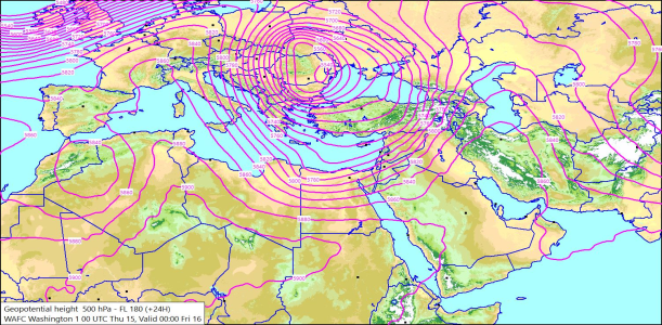 500hPa +24 Hours 15/10/2026 11:06