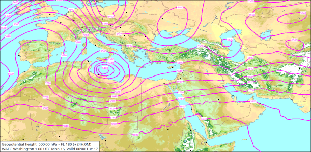 500hPa +24 Hours 16/03/2026 11:14