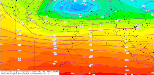 500hPa +24 Hours 17/01/2026 09:07