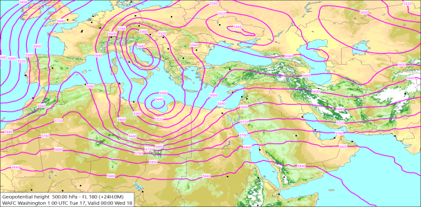 500hPa +24 Hours 17/03/2026 09:25