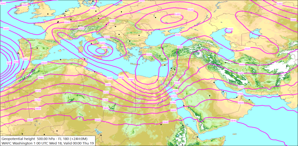 500hPa +24 Hours 18/03/2026 12:12