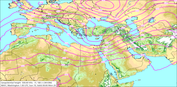 500hPa +24 Hours 19/04/2026 12:02