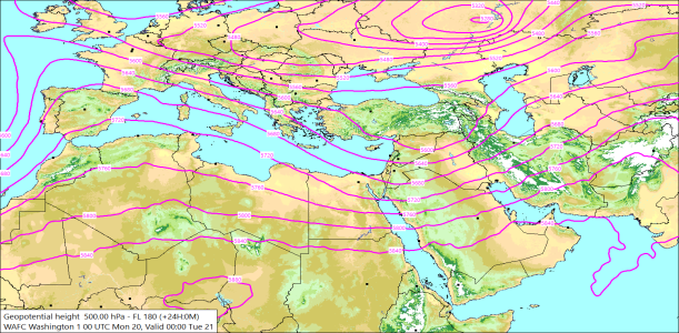 500hPa +24 Hours 20/04/2026 10:56