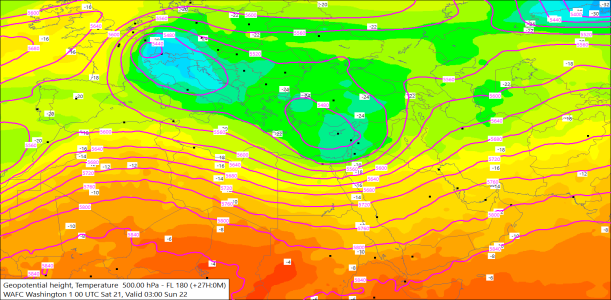 500hPa +24 Hours 21/03/2026 09:57