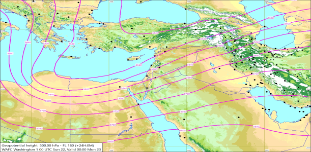 500hPa +24 Hours 22/02/2026 10:26