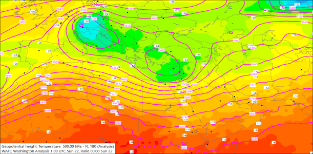 500hPa 00Z 22/03/2026 09:29