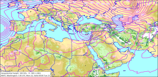 500hPa +24 Hours 22/06/2026 10:30