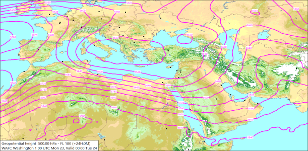 500hPa +24 Hours 23/03/2026 11:07
