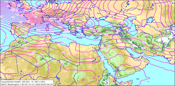 500hPa +24 Hours 23/10/2026 11:40