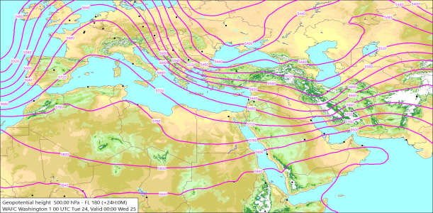 500hPa +24 Hours 24/02/2026 11:56