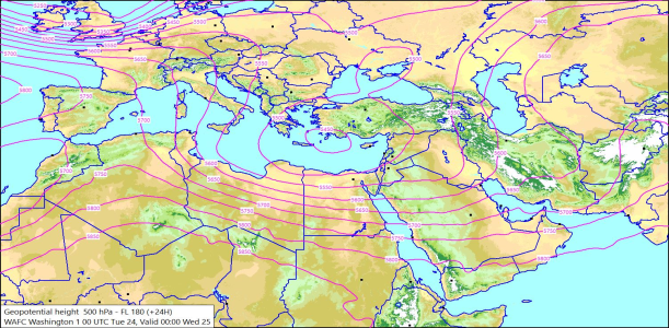 500hPa +24 Hours 24/03/2026 11:50