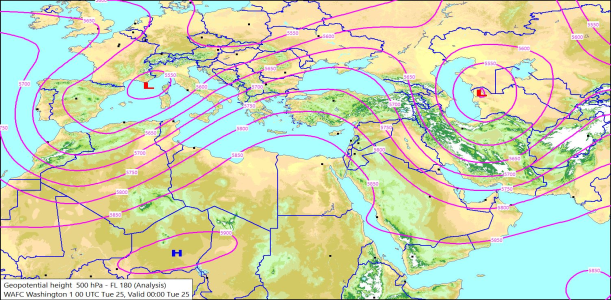 500hPa 00Z 25/03/2025 09:58