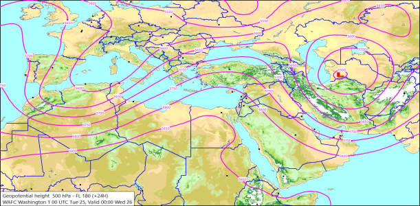 500hPa +24 Hours 25/03/2025 09:58