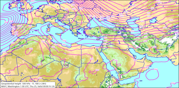 500hPa +24 Hours 25/06/2026 10:32