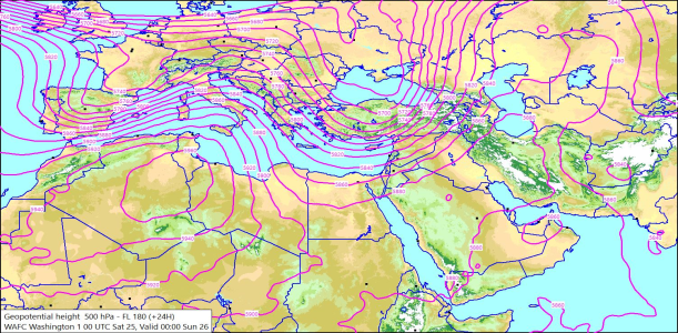 500hPa +24 Hours 25/07/2026 10:50