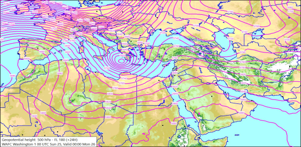 500hPa +24 Hours 25/10/2026 12:12
