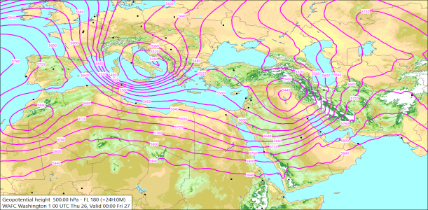 500hPa +24 Hours 26/03/2026 13:00