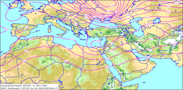 500hPa +24 Hours 26/04/2026 11:33