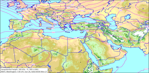 500hPa +24 Hours 26/10/2025 11:05