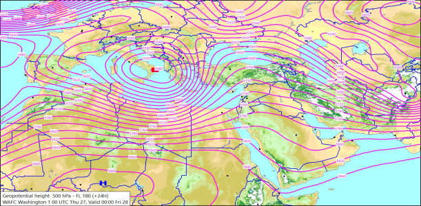 500hPa +24 Hours 27/03/2025 10:47