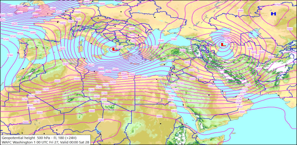 500hPa +24 Hours 27/03/2026 10:09