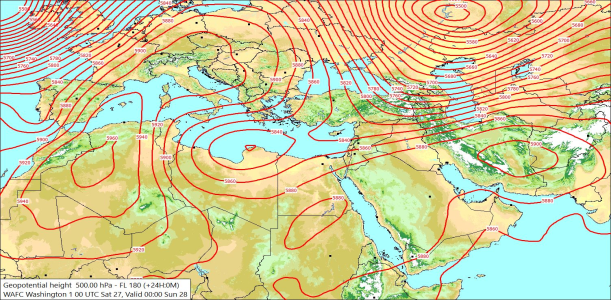 500hPa +24 Hours 27/06/2026 09:56