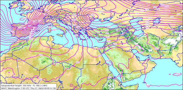 500hPa +24 Hours 27/08/2026 11:05