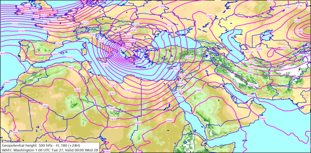 500hPa +24 Hours 27/10/2026 13:29
