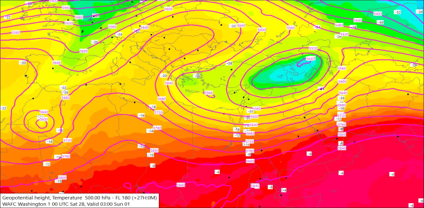 500hPa +24 Hours 28/02/2026 08:56