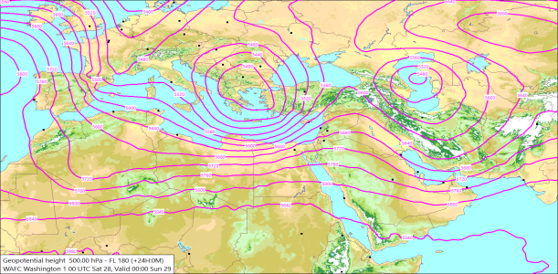 500hPa +24 Hours 28/03/2026 10:50