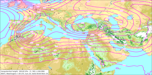 500hPa +24 Hours 29/03/2026 10:40