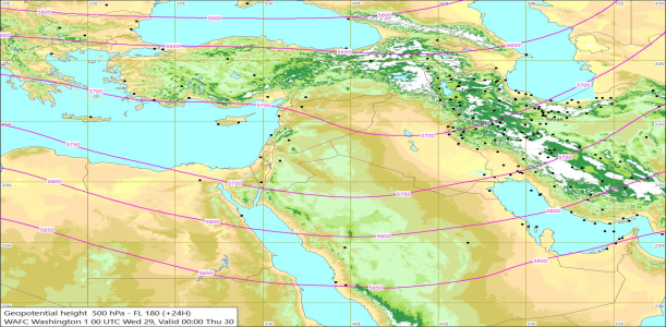 500hPa +24 Hours 29/04/2026 12:24