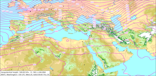 500hPa +24 Hours 29/10/2025 10:47