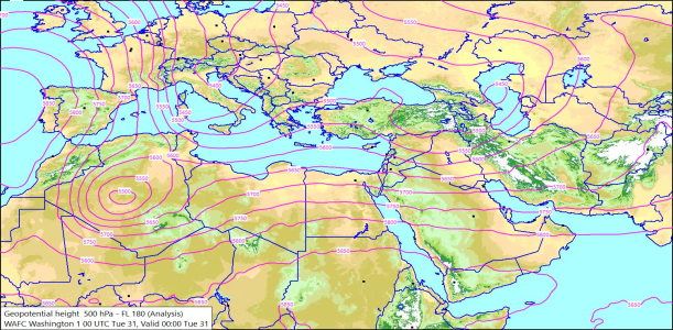 500hPa 00Z 31/03/2026 12:38